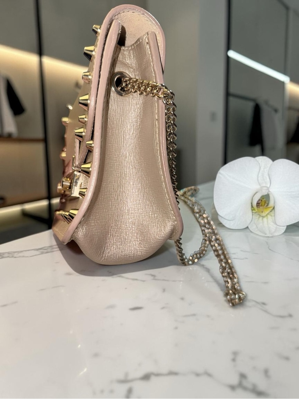 Furla EUC Julia Studded Metropolis Crossbody with Gold Studs & Chain - Picture 8 of 16
